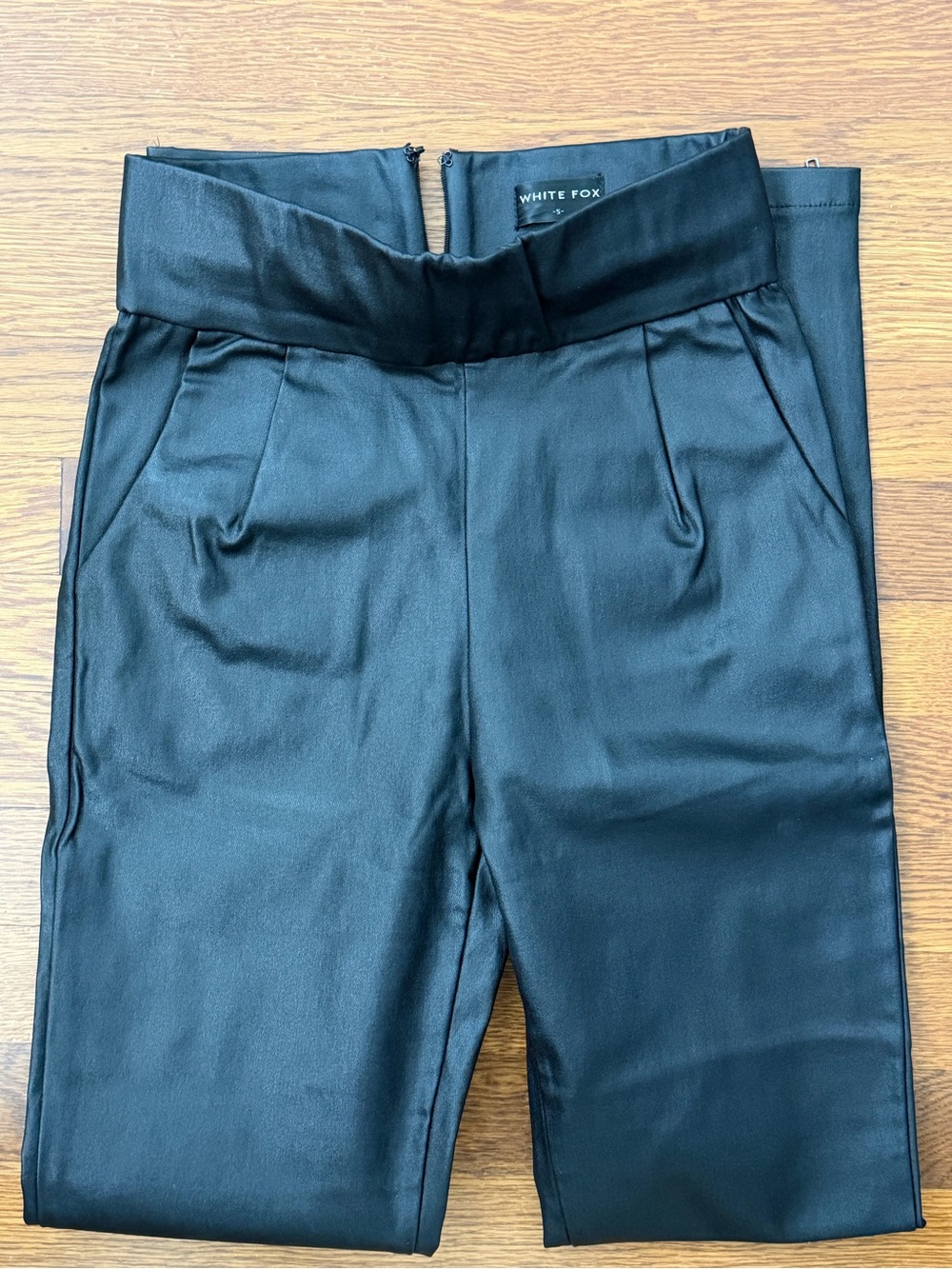 WHITE FOX Black High-Waist Fitted Trousers